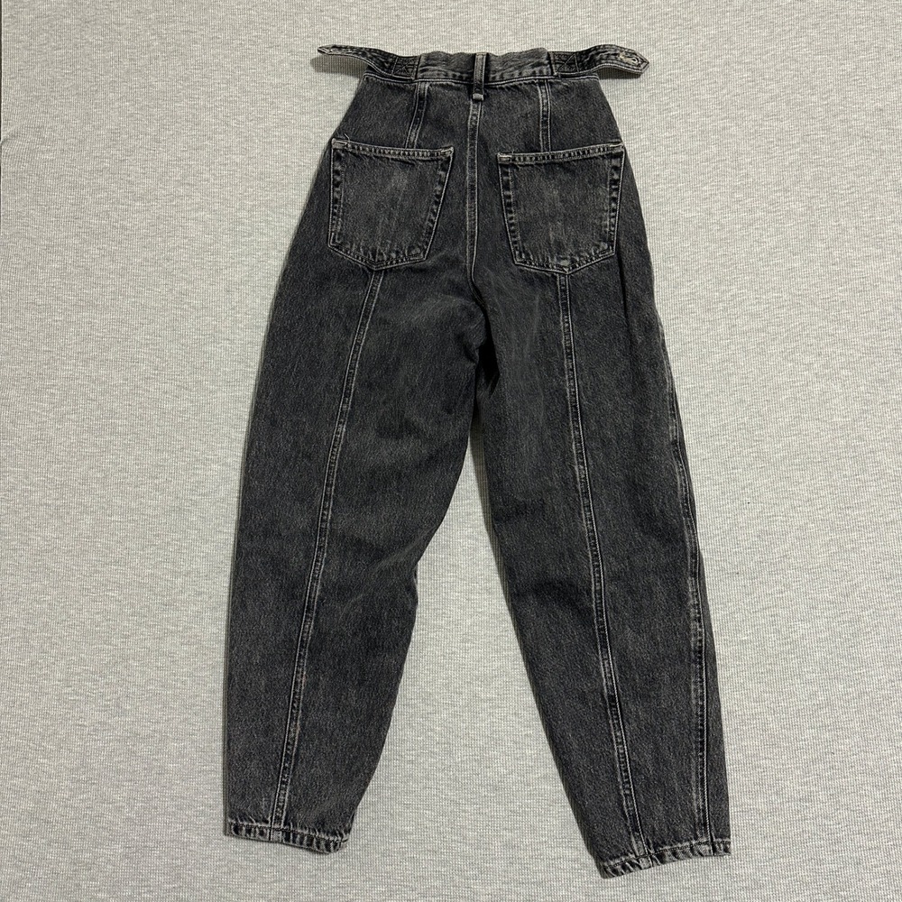 Topshop Balloon Boyfriend Jeans Washed Black W24 L24.5 High Rise Cropped Tapered - Picture 2 of 15